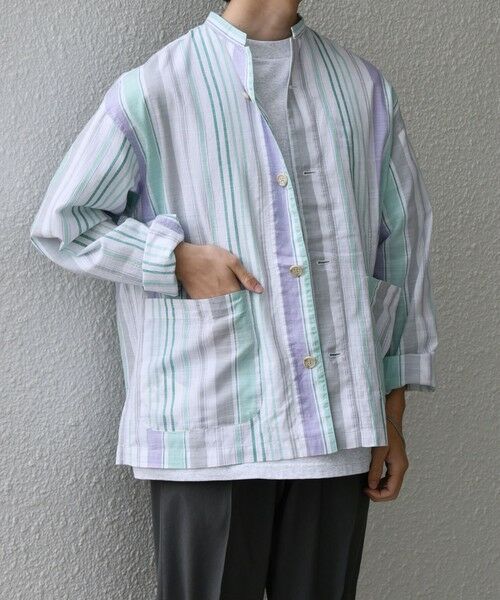 SHIPS / シップス シャツ・ブラウス | SHIPS any: BEZ TEXTILE マルチカラー ストライプ / ソリッド  スタンドカラー シャツ◇ | 詳細30
