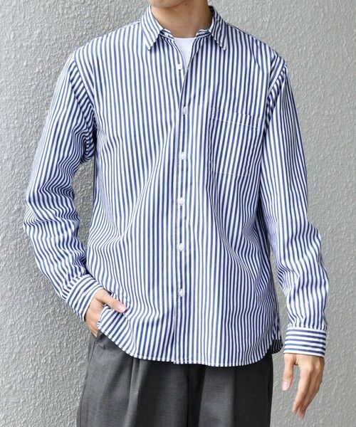 SHIPS / シップス シャツ・ブラウス | SHIPS any: ストライプ / ソリッド リラックス レギュラーカラー シャツ 25AW◆（ブルー系）