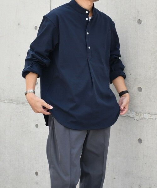 SHIPS / シップス シャツ・ブラウス | SHIPS any: SORONA(R) ストレッチ ジャージー バンドスキッパー プルオーバー シャツ◇(ネイビー)