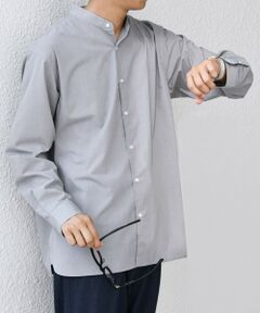 SHIPS any:〈洗濯機可能〉LIM BLESS ソリッド / ストライプ バンドカラー シャツ 25AW◇