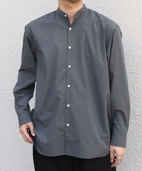 SHIPS / シップス シャツ・ブラウス | SHIPS any: LIM BLESS ソリッド / ストライプ バンドカラー シャツ 26AW◆（チャコールグレー）