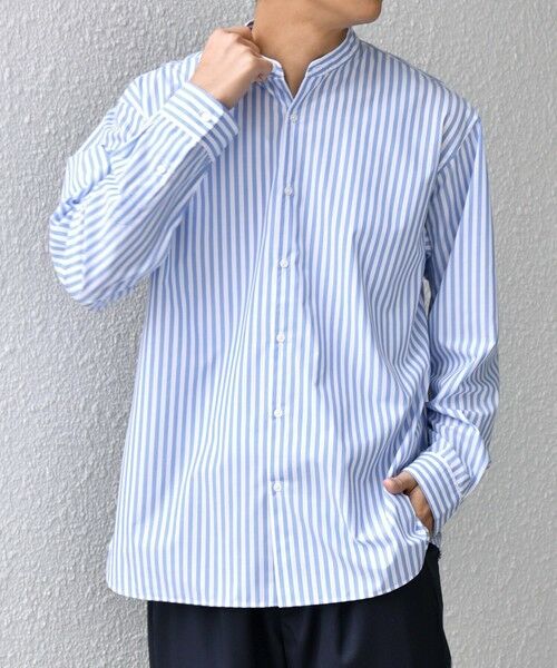 SHIPS / シップス シャツ・ブラウス | SHIPS any: LIM BLESS ソリッド / ストライプ バンドカラー シャツ 25AW◇(ブルー)
