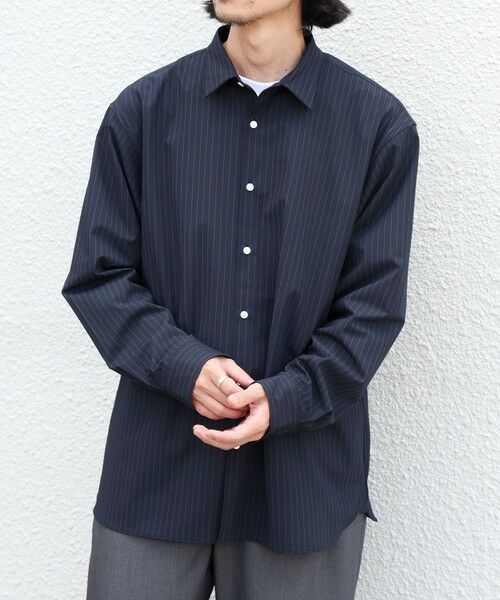 SHIPS / シップス シャツ・ブラウス | SHIPS any: LIM BLESS ソリッド/ストライプ レギュラーカラー シャツ(セットアップ対応)◆（ダークネイビー）
