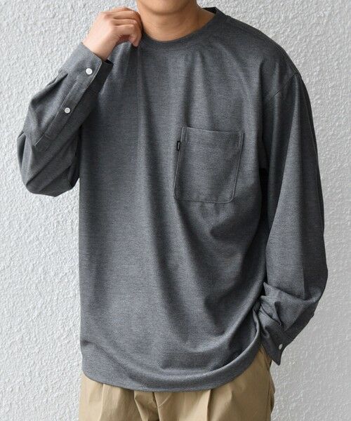 SHIPS / シップス Tシャツ | SHIPS any: 360° THE CIRCLE STRETCH ジャガード ジャージー ポケット Tシャツ(ロンT/セットアップ対応)◇ | 詳細3