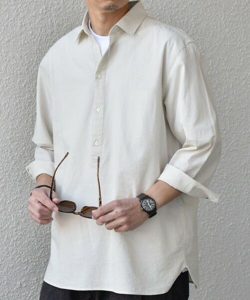 SHIPS / シップス シャツ・ブラウス | SHIPS any:〈洗濯機可能〉コットン/リネン 7分袖 スキッパー プルオーバー シャツ 25SS◇(ナチュラル)