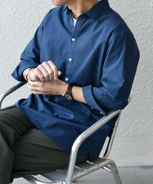 SHIPS / シップス シャツ・ブラウス | SHIPS any:〈洗濯機可能〉コットン/リネン 7分袖 スキッパー プルオーバー シャツ 25SS◇(コバルトブルー)
