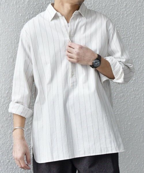 SHIPS / シップス シャツ・ブラウス | SHIPS any:〈洗濯機可能〉コットン/リネン 7分袖 ストライプ スキッパー プルオーバー シャツ◇ | 詳細4