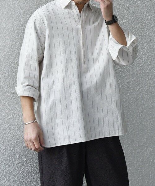 SHIPS / シップス シャツ・ブラウス | SHIPS any:〈洗濯機可能〉コットン/リネン 7分袖 ストライプ スキッパー プルオーバー シャツ◇ | 詳細6