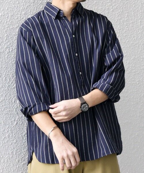 SHIPS / シップス シャツ・ブラウス | SHIPS any:〈洗濯機可能〉コットン/リネン 7分袖 ストライプ スキッパー プルオーバー シャツ◇ | 詳細30