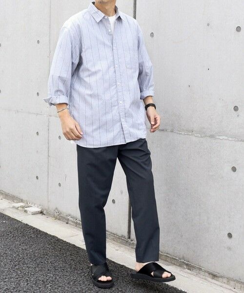 SHIPS / シップス シャツ・ブラウス | SHIPS any: 〈洗濯機可能〉コットン / リネン ブルー ストライプ 7分袖 レギュラー シャツ◇ | 詳細1