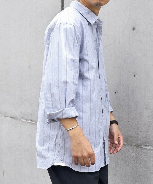 SHIPS / シップス シャツ・ブラウス | SHIPS any: 〈洗濯機可能〉コットン / リネン ブルー ストライプ 7分袖 レギュラー シャツ◇ | 詳細4