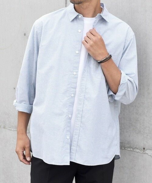 SHIPS / シップス シャツ・ブラウス | SHIPS any: 〈洗濯機可能〉コットン / リネン ブルー ストライプ 7分袖 レギュラー シャツ◇ | 詳細10