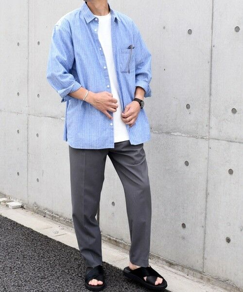 SHIPS / シップス シャツ・ブラウス | SHIPS any: 〈洗濯機可能〉コットン / リネン ブルー ストライプ 7分袖 レギュラー シャツ◇ | 詳細13