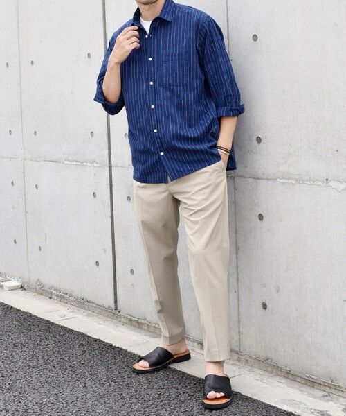 SHIPS / シップス シャツ・ブラウス | SHIPS any: 〈洗濯機可能〉コットン / リネン ブルー ストライプ 7分袖 レギュラー シャツ◇ | 詳細24