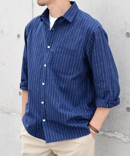 SHIPS / シップス シャツ・ブラウス | SHIPS any: 〈洗濯機可能〉コットン / リネン ブルー ストライプ 7分袖 レギュラー シャツ◇ | 詳細26