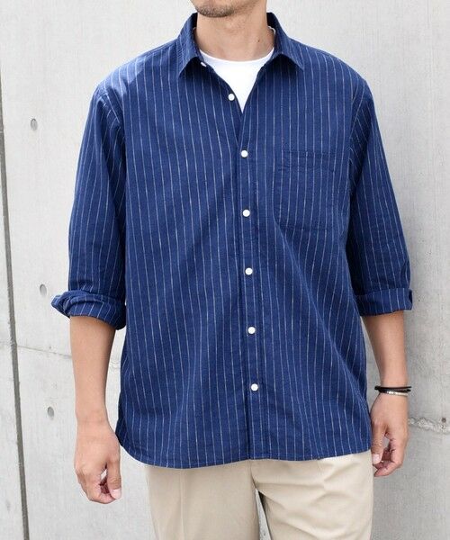 SHIPS / シップス シャツ・ブラウス | SHIPS any: 〈洗濯機可能〉コットン / リネン ブルー ストライプ 7分袖 レギュラー シャツ◇ | 詳細27