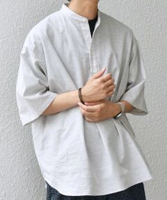 SHIPS / シップス シャツ・ブラウス | SHIPS any: コットン/リネン バンド スキッパー ハーフスリーブ シャツ◇