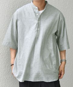 SHIPS / シップス シャツ・ブラウス | SHIPS any: コットン/リネン バンド スキッパー ハーフスリーブ シャツ◇