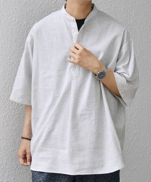 SHIPS / シップス シャツ・ブラウス | SHIPS any: コットン/リネン バンド スキッパー ハーフスリーブ シャツ◇ | 詳細3