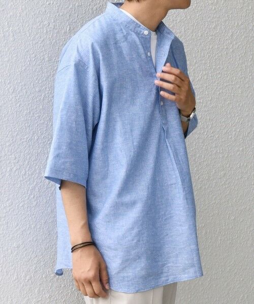 SHIPS / シップス シャツ・ブラウス | SHIPS any: コットン/リネン バンド スキッパー ハーフスリーブ シャツ◇ | 詳細24