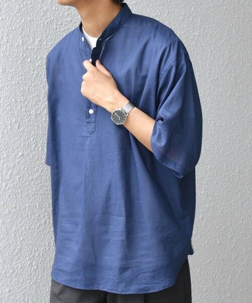 SHIPS / シップス シャツ・ブラウス | SHIPS any: コットン/リネン バンド スキッパー ハーフスリーブ シャツ◇ | 詳細30