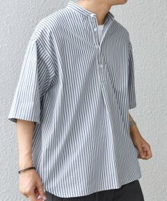 SHIPS / シップス シャツ・ブラウス | SHIPS any: シアサッカー ストライプ バンド スキッパー ハーフスリーブ シャツ◇