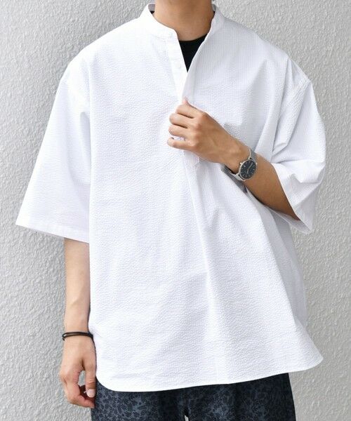 SHIPS / シップス シャツ・ブラウス | SHIPS any: シアサッカー ストライプ バンド スキッパー ハーフスリーブ シャツ◇ | 詳細3