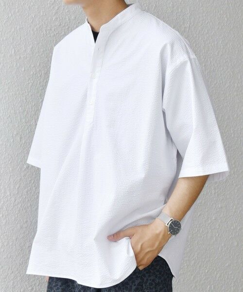 SHIPS / シップス シャツ・ブラウス | SHIPS any: シアサッカー ストライプ バンド スキッパー ハーフスリーブ シャツ◇ | 詳細4