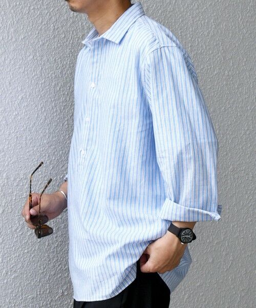 SHIPS / シップス シャツ・ブラウス | SHIPS any: コットン/リネン 7分袖 スキッパー プルオーバー シャツ◇◇(ブルー)