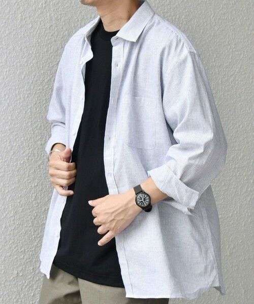 SHIPS / シップス シャツ・ブラウス | SHIPS any: コットン/リネン ストライプ 7分袖 レギュラー シャツ◇◇ | 詳細30