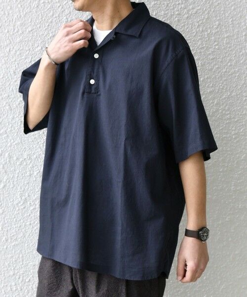 SHIPS / シップス シャツ・ブラウス | SHIPS any:〈洗濯機可能〉コットン/リネン オープンカラー プルオーバー シャツ◇(ネイビー)