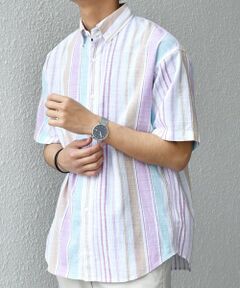 SHIPS / シップス シャツ・ブラウス | SHIPS any: BEZ TEXTILE マルチカラー ストライプ/ソリッド ボタンダウン ショートスリーブ シャツ◇