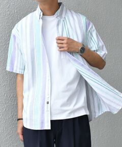 SHIPS / シップス シャツ・ブラウス | SHIPS any: BEZ TEXTILE マルチカラー ストライプ/ソリッド ボタンダウン ショートスリーブ シャツ◇