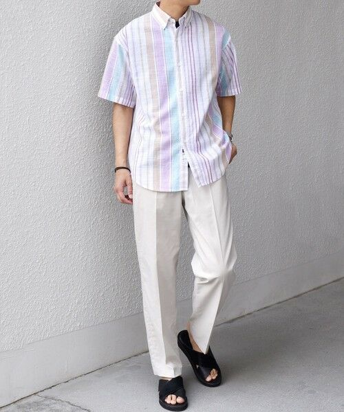 SHIPS / シップス シャツ・ブラウス | SHIPS any: BEZ TEXTILE マルチカラー ストライプ/ソリッド ボタンダウン ショートスリーブ シャツ◇ | 詳細8