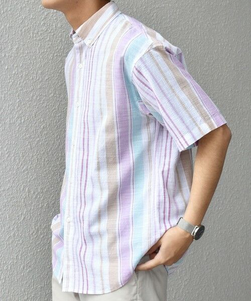 SHIPS / シップス シャツ・ブラウス | SHIPS any: BEZ TEXTILE マルチカラー ストライプ/ソリッド ボタンダウン ショートスリーブ シャツ◇ | 詳細11