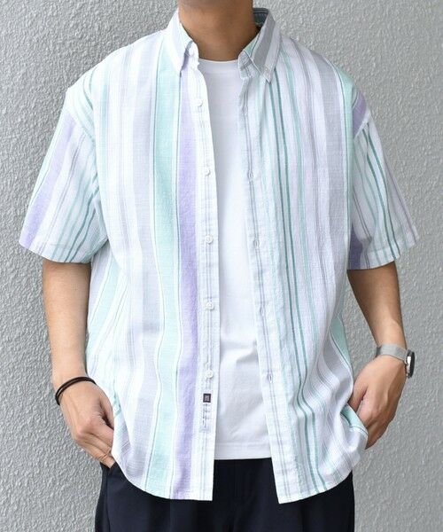 SHIPS / シップス シャツ・ブラウス | SHIPS any: BEZ TEXTILE マルチカラー ストライプ/ソリッド ボタンダウン ショートスリーブ シャツ◇ | 詳細17