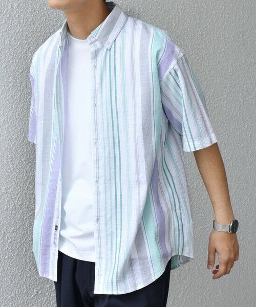 SHIPS / シップス シャツ・ブラウス | SHIPS any: BEZ TEXTILE マルチカラー ストライプ/ソリッド ボタンダウン ショートスリーブ シャツ◇ | 詳細18
