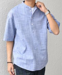 SHIPS / シップス シャツ・ブラウス | SHIPS any: BEZ TEXTILE マルチカラー ストライプ/ソリッド バンドカラー プルオーバー シャツ◇