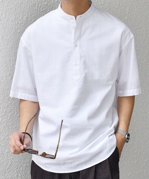 SHIPS / シップス シャツ・ブラウス | SHIPS any: BEZ TEXTILE マルチカラー ストライプ/ソリッド バンドカラー プルオーバー シャツ◇ | 詳細3