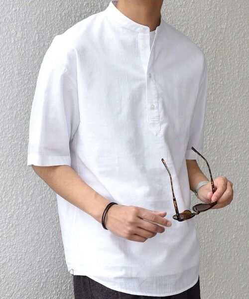 SHIPS / シップス シャツ・ブラウス | SHIPS any: BEZ TEXTILE マルチカラー ストライプ/ソリッド バンドカラー プルオーバー シャツ◇ | 詳細5