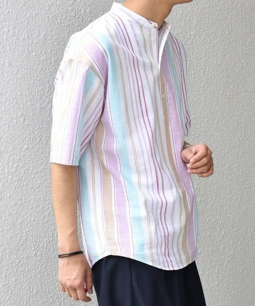 SHIPS / シップス シャツ・ブラウス | SHIPS any: BEZ TEXTILE マルチカラー ストライプ/ソリッド バンドカラー プルオーバー シャツ◇ | 詳細12