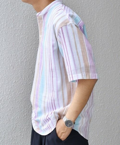 SHIPS / シップス シャツ・ブラウス | SHIPS any: BEZ TEXTILE マルチカラー ストライプ/ソリッド バンドカラー プルオーバー シャツ◇ | 詳細11