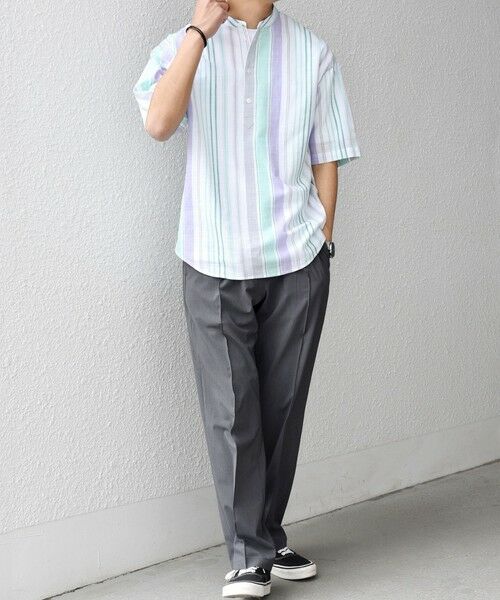 SHIPS / シップス シャツ・ブラウス | SHIPS any: BEZ TEXTILE マルチカラー ストライプ/ソリッド バンドカラー プルオーバー シャツ◇ | 詳細15