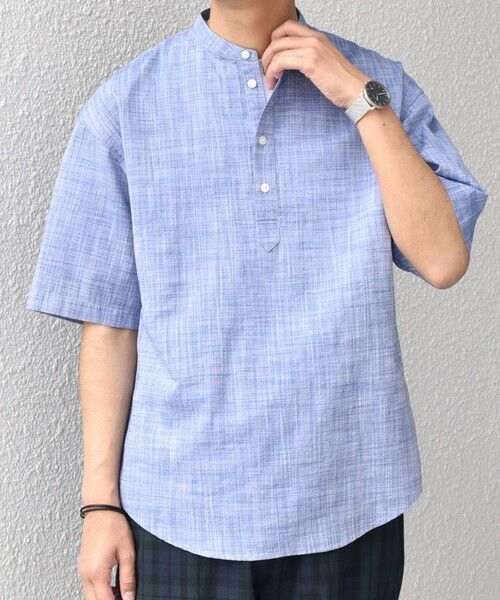 SHIPS / シップス シャツ・ブラウス | SHIPS any: BEZ TEXTILE マルチカラー ストライプ/ソリッド バンドカラー プルオーバー シャツ◇ | 詳細24