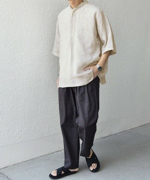 SHIPS / シップス シャツ・ブラウス | SHIPS any: ピュアリネン バンド スキッパー ハーフスリーブ プルオーバー シャツ 25SS◇ | 詳細1