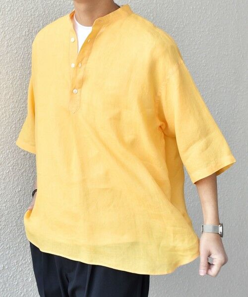 SHIPS / シップス シャツ・ブラウス | SHIPS any: ピュアリネン バンド スキッパー ハーフスリーブ プルオーバー シャツ 25SS◇(オレンジ)