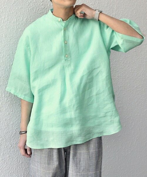 SHIPS / シップス シャツ・ブラウス | SHIPS any: ピュアリネン バンド スキッパー ハーフスリーブ プルオーバー シャツ 25SS◇ | 詳細30