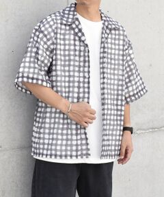 SHIPS / シップス シャツ・ブラウス | SHIPS any: メッシュ オンブレチェック / ウェーブ パターン オープンカラー シアー シャツ◇