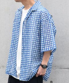 SHIPS / シップス シャツ・ブラウス | SHIPS any: メッシュ オンブレチェック / ウェーブ パターン オープンカラー シアー シャツ◇