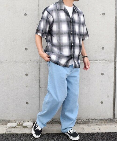 SHIPS / シップス シャツ・ブラウス | SHIPS any: メッシュ オンブレチェック / ウェーブ パターン オープンカラー シアー シャツ◇ | 詳細2